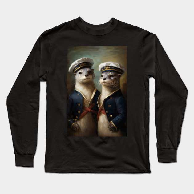 Otter Sailor Couple - LGBTQ+ Pride Long Sleeve T-Shirt by YeCurisoityShoppe